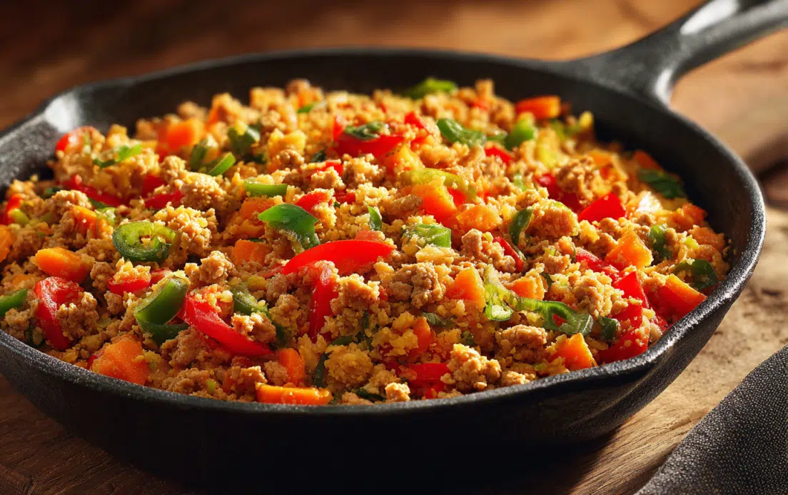 20-Minute Spicy Cauliflower Rice With Ground Turkey