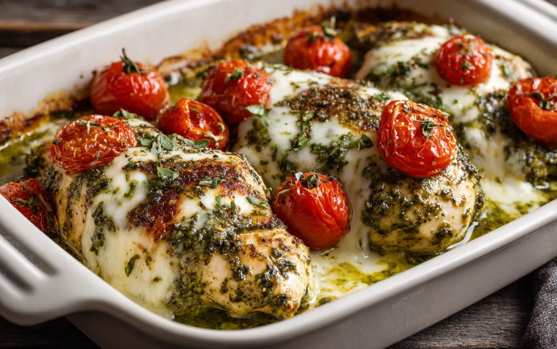 Baked Pesto Mozzarella Chicken