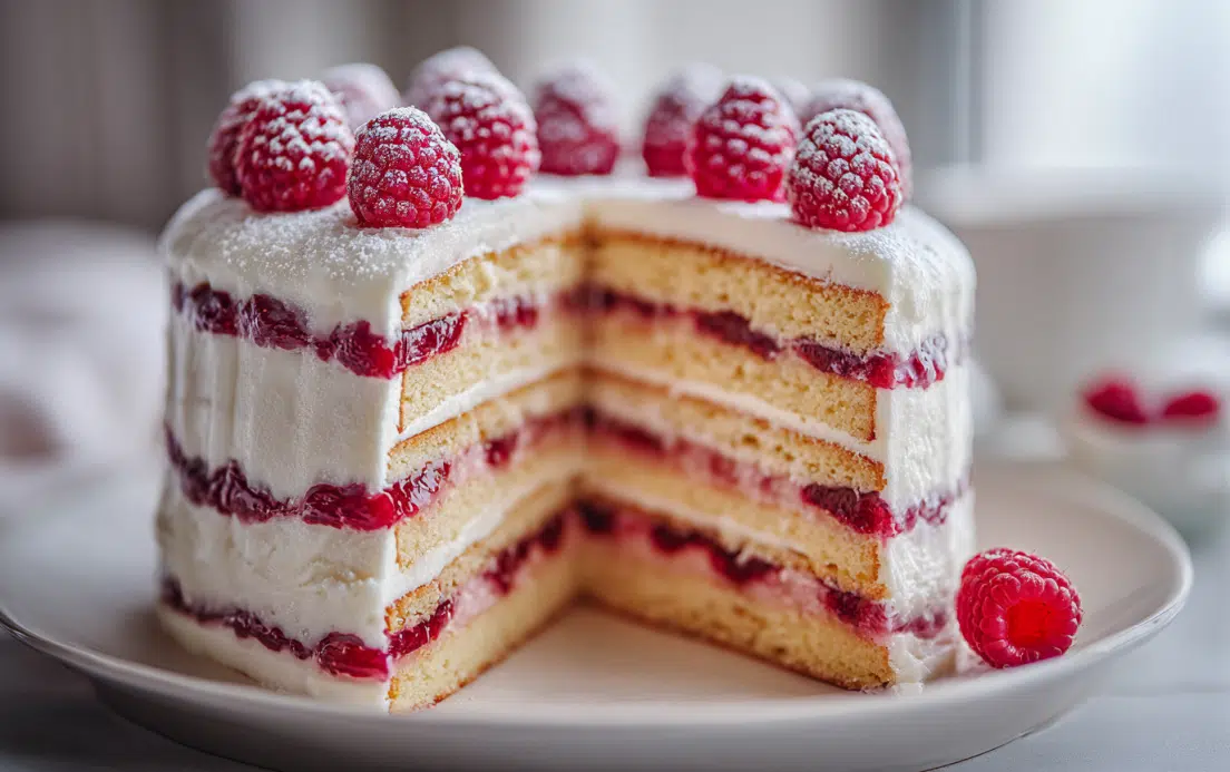 White Chocolate Raspberry Cake