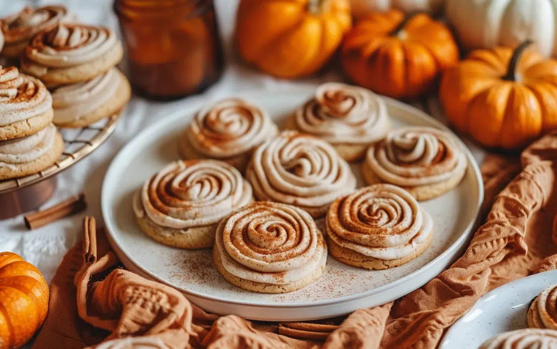 Soft Pumpkin Cookies with Cinnamon Frosting