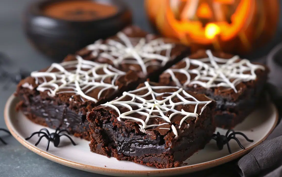 Spider Web Halloween Brownies