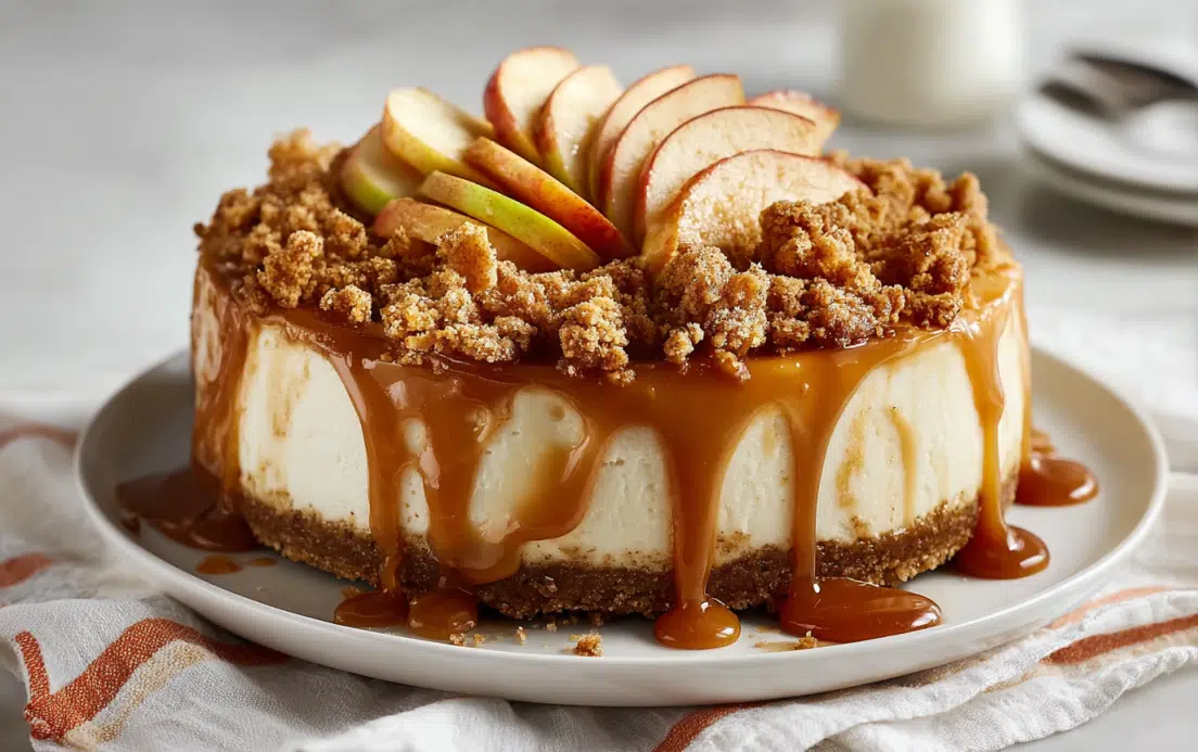 Deliciously Dreamy Caramel Apple Crumble Cheesecake